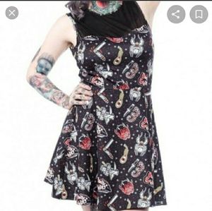 Sourpuss horror lucky 13 dagger skull dress